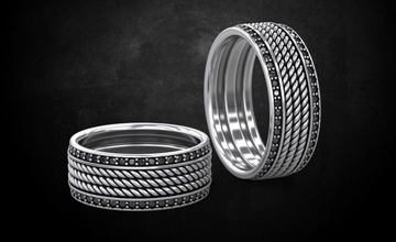 anelli di fidanzamento corda diamanti 236 gioielli 3dprinted il design moda oro d'oro gioiello stampa printabl stampabile la prototipazione anello argento i 3d print model - Mito3D