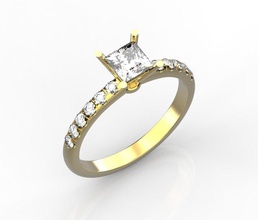 engagement rings square stone jewelry gold jewel printable diamond ring brilliant platinum wedding 3d print model - Mito3D