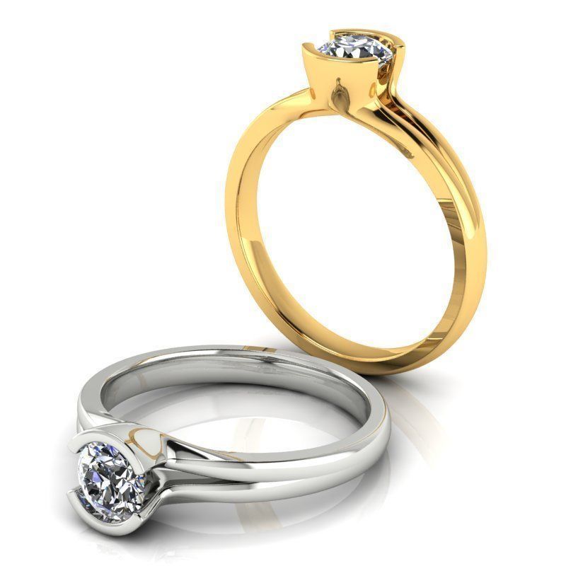 engagement solitaire kesselfassung Diamant-ring-0197 Schmuck ring diamond Lünette Hochzeit bedruckbar ist Juwel Mode Ringe 3D print model - Mito3D