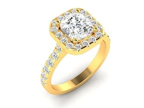 engagement solitaire bague conception bijoux bande femme mariage or diamant Halo anneaux émeraude argent imprimable bijou gemme sterling mode 3d print model - Mito3D