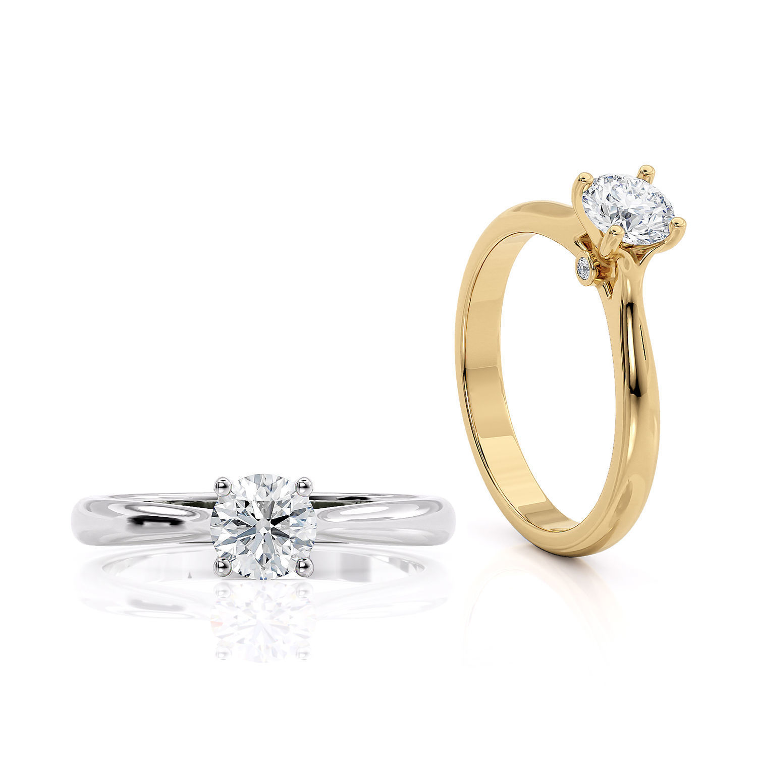 fidanzamento anello solitario stampabile modello 3d di gioielli diamante brillante band usa il canada europa matrimonio 14k design moda argento oro curve amore anelli 3D print model - Mito3D