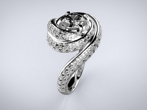 engagement tourbillon bague spirale mariage bijou précieux diamant gemme bijoux platine gemmes or pierres précieuses imprimable impression prototypage cnc anneaux 3d print model - Mito3D