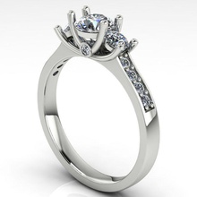 engagement three-stone diamond ring ra0136 jewelry anniversary pave jewels gemstone jewellery rings 3d print model - Mito3D