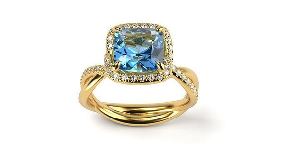 Engagement verdrehte Ring Kissen Größen Gold Schmuck druckbar Diamant Ringe Hochzeit Edelsteine 3d Modell 3d print model - Mito3D