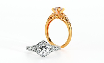nişan yüzüğü iki ton 1ct yuvarlak elmas moda güzellik yüzük cad lüks Gümüş takı yazdırılabilir düğün altın platin gem parlak solitaire 3d print model - Mito3D