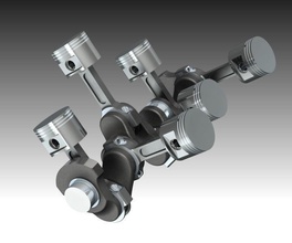 motor modelo pistones v6 manivela pistón cilindro ciencias ingenieria 3d print model - Mito3D