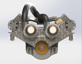 moteur v6 double turbo twinturbo interne combustion 3d impression école science ingénierie 3d print model - Mito3D