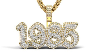 Anglais 1985 calcul solide beauté or bijoux argent imprimable platine pendentifs cadeau heureux mode blanc gemme 85 brillant Collier diamant 3d print model - Mito3D