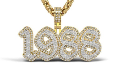 Inglês 1988 pedra sólido beleza ouro joalheria prata imprimível platina pingentes presente feliz moda branco gema 88 Brillian colar diamantado brilhante 3d print model - Mito3D