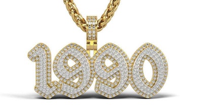 alt englisch 1990 stein solide schönheit gold schmuck silber druckbar platin anhänger geschenk glücklich mode weiß juwel 90 brillant halskette diamant 3d print model - Mito3D
