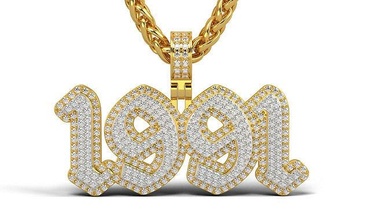 old english 1991 stone solid beauty gold jewelry silver printable platinum pendants gift happy fashion white gem 91 brillian necklace diamant brillant 3d print model - Mito3D