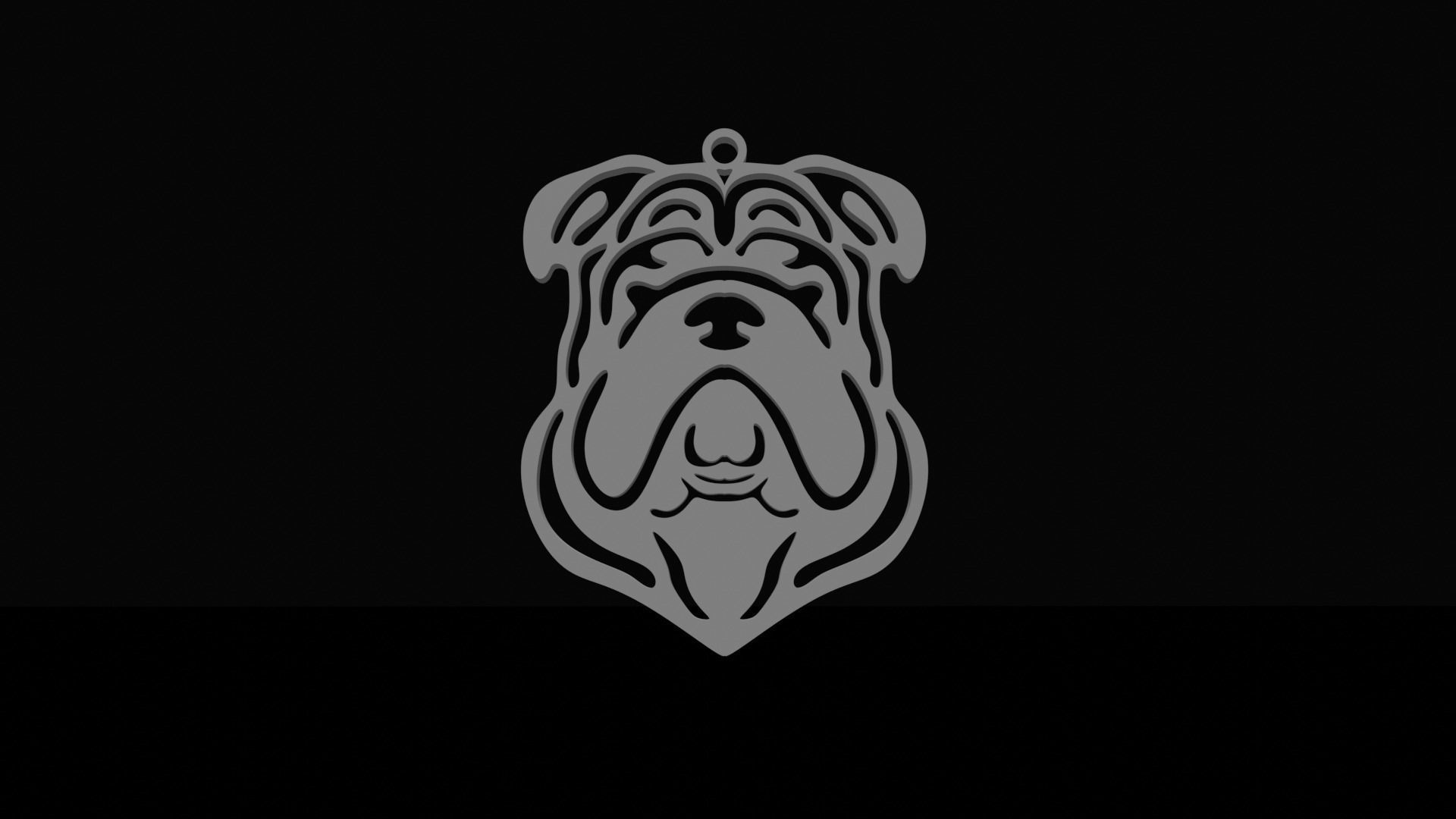 englisch bulldogge anhänger hund kette kunst kopf design symbol modern schmuck 3D print model - Mito3D