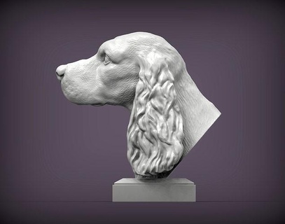 Inglés cocker spaniel busto perro naturaleza mamífero animal mascota escultura estatuilla recuerdo presente 3d impresión modelo Arte esculturas estatua 3d print model - Mito3D