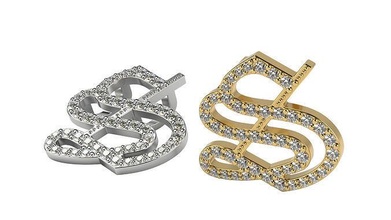 Anglais calcul solide beauté or bijoux argent imprimable platine pendentifs cadeau heureux mode blanc gemme brillant Collier diamant 3d print model - Mito3D
