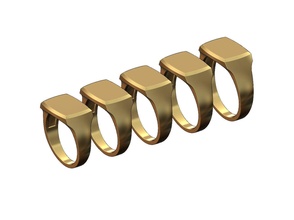 oyulabilir geometrik dikdörtgen mühür yüzük takı yazdırılabilir altın gümüş sterlin erkekler Menring moda mücevher lüks modern klasik minimalist basit gravür yüzükler 3d print model - Mito3D