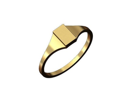 gravierbar rechteckig Signet Ring Schmuck druckbar Gold Silber Sterling Männer Menring Mode Luxus klassisch minimalistisch Gravur Kissen Rechteck Ringe 3d print model - Mito3D