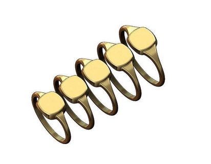 oyulabilir Meydan Yastık mühür yüzük takı yazdırılabilir altın gümüş sterlin erkekler Menring moda mücevher lüks modern klasik minimalist isim gravür yüzükler 3d print model - Mito3D