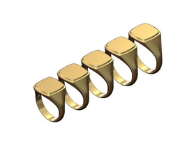 gravierbar trat Quadrat Signet Ring Schmuck druckbar Gold Silber Sterling Männer Menring Mode Luxus modern klassisch minimalistisch einfach Gravur Ringe 3d print model - Mito3D