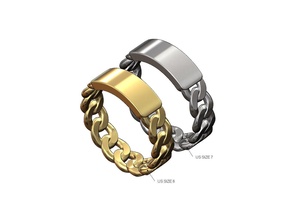 engravable tag cuba link chain band ring gold printable jewelry jewellery fashion silver chunky cuban sterling stackable luxury engraving initials rings 3d print model - Mito3D