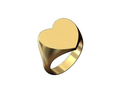 engravble large heart shaped signet ring us size 7to11 jewelry dainty printable gold silver sterling fashion jewellery luxury engravable name engraving statement rings 3d print model - Mito3D