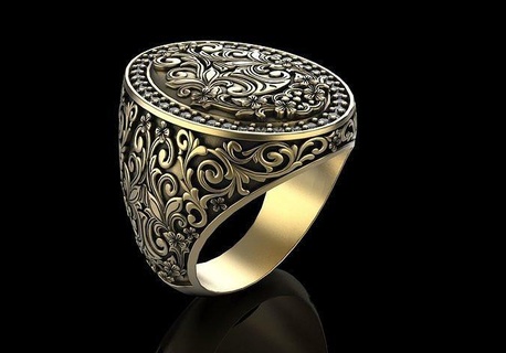 engraving art ring woman engrav ornament wedding engraved rings jewelry milling deco silver pattern flower vintage antique design gold 3d print model - Mito3D