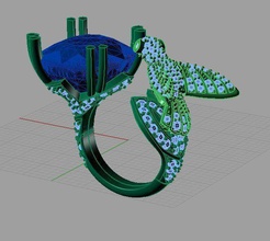 engulf jewelry beautiful bird ring diamond gemstone terrible brand name rings 3d print model - Mito3D