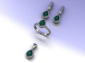 comitiva joalheria Casamento nupcial Projeto diamante ouro moda anel matriz zbrush luxo 14k 18k 21k brinco colar conjunto colares Anturaj 3d print model - Mito3D