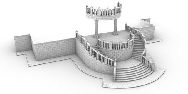 entrance stairs balcony architecture sculpture castle building classic classicrailings 3dprint 3dprintentrance classicstairs exterior house architectural street city outdoor 3d print model - Mito3D