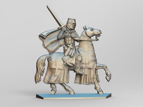 equestrian knight 11 horse armor sword dagger chain mail metal silver shield helmet 3d seal milling cnc car rider heraldry crusader cloak games toys board 3d print model - Mito3D