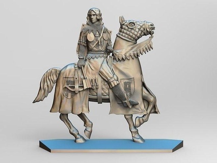 equestrian knight 15 horse spear sword armor shield helmet figurine crossbow arrows board game games toys weapon medieval melee dagger blade 3d print model - Mito3D