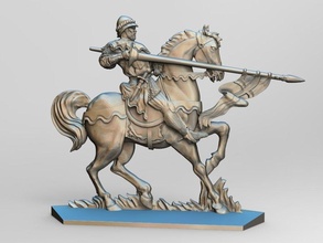 equestre cavaleiro 16 cavalo armaduras espada capacete enviar lança cruzado banda guerra metal prata 3d moagem cnc carro heráldica jogos brinquedos borda 3d print model - Mito3D