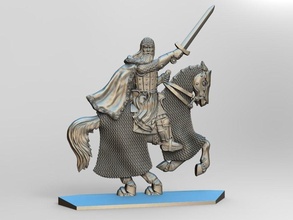 equestrian knight 17 horse armor sword beard chain mail crusader warband metal silver 3d milling cnc a car rider saddle games toys board 3d print model - Mito3D