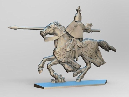equestrian knight 2 horse spear sword armor shield helmet knight figurine crossbow arrows board game games toys games toys board games  3d print model - Mito3D