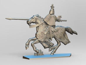 equestrian knight 2 horse spear armor sword metal silver toy miniature shield helmet 3d printing milling cnc machine rider heraldry flowers lilies games toys board 3d print model - Mito3D