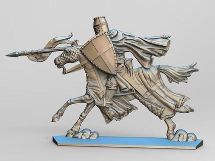 equestrian knight 5 horse spear sword armor shield helmet figurine crossbow arrows board game games toys weapon medieval melee dagger blade 3d print model - Mito3D