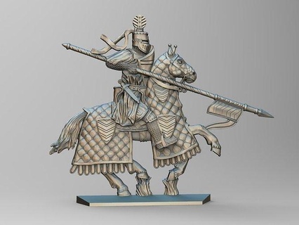equestrian knight 6 horse spear sword armor shield helmet figurine crossbow arrows board game games toys weapon medieval melee dagger blade 3d print model - Mito3D
