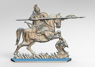 equestrian warrior 6 viking horse armor sword shield helmet retinue metal silver 3d milling cnc car rider saddle onion arrows a spear games toys board 3d print model - Mito3D