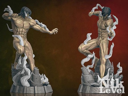 eren attack titan 3d printable anime manga character male man inhuman yeager cartoon fantasy art sculptures 3d print model - Mito3D