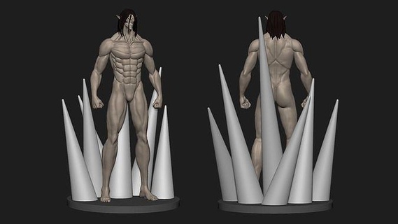 eren titan figure shingeki kyojin art sculpture anatomy jaeger attack form games toys 3d print model - Mito3D