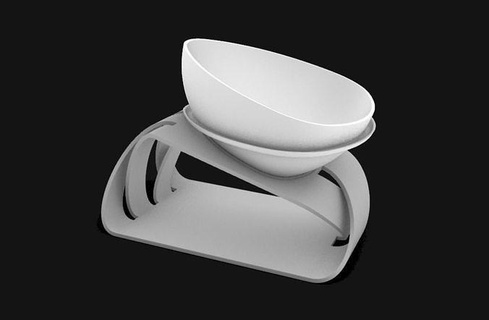 ergonomic cat bowl pet prevents reflux animals porcelain empty ceramic pottery tableware isolated paper cooking ware animal mammal design house outdoor 3d print model - Mito3D