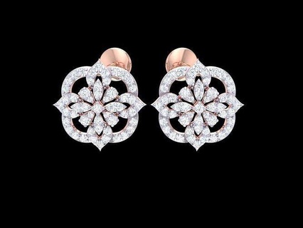 ering 127 diamond gem jewel jewellery jewelry ring rings gold silver engagement wedding fashion white brilliant engagem brillant diamant soliraire earrings 3d print model - Mito3D
