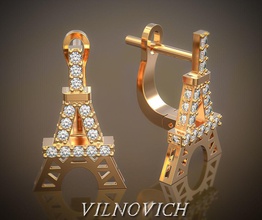 errings eiffel tower gold sterling jewel jewellery silver stone cnc printable fashion beauty ring platinum gem jewelry earrings 3d print model - Mito3D