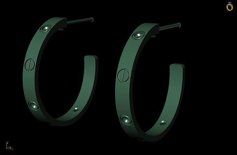 boucles d'oreilles ligne contemporain métallique conception brillant bijoux 3d bague goujat argent or 3d print model - Mito3D