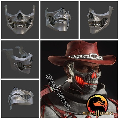 erron negro máscara mortal kombat 11 muerto jinete casco armadura cosplay ronblack mk11 mkx mk9 kombat escorpión novato saibot reptil fumar moda 3d print model - Mito3D