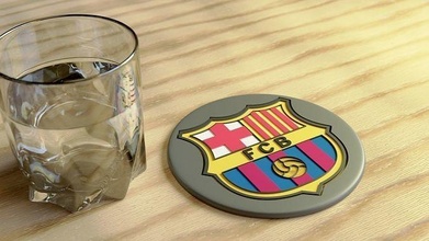 escudo club futbol barcelona posavaso vaso stadium team bebida adorno mesa decoracion hobby diy 3d print model - Mito3D
