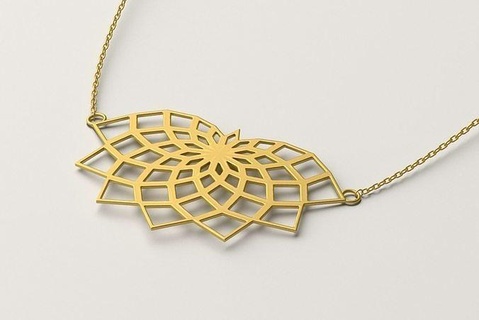 eslimi pendant jewelry gold necklace 05 eslamic vector medallion jewel printable rose gem flower necklaces 3d print model - Mito3D
