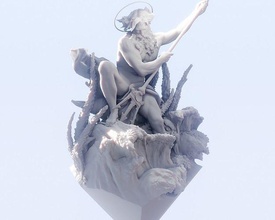 eterno poseidón neptuno griego dios romano atlantis mar oceano ola lucha tridente antiguo mitológico histórico deidad tentáculos estatua miniatura imprimible panteón arte esculturas 3d print model - Mito3D