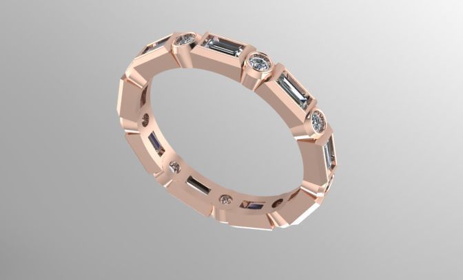 l'éternité de la bande bijoux le diamant imprimable bague en les anneaux 3D print model - Mito3D