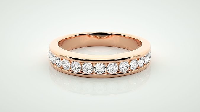 eternidad banda diamante anillo 3dm stl detalle joyería joya mujer Boda medio compromiso imprimible solitario eternityband completo anillos 3D print model - Mito3D