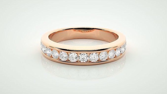 eternidad banda diamante anillo 3dm stl detalle joyería joya mujer Boda medio compromiso imprimible solitario eternityband completo anillos 3d print model - Mito3D